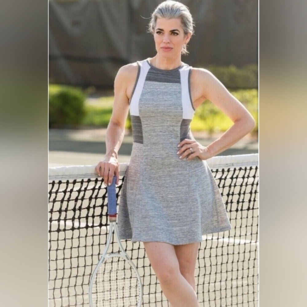 Athleta Derek LAM 10C Doumtown Gray Antique White Mini Dress